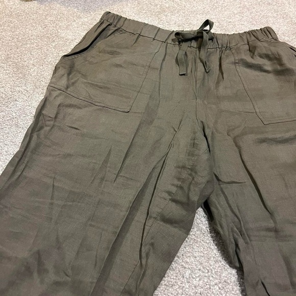 Saks Fifth Ave Green Linen Joggers - Picture 3 of 3